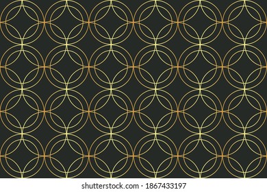 Luxuriöse goldene Textur. Nahtloses geometrisches Muster. Goldener Hintergrund. Nahtlose Mustervektor. Geometrischer Hintergrund mit Kreisen. Abstraktes geometrisches Muster.