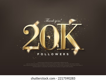 Luxury gold thank you 20k followers. greetings and celebrations.