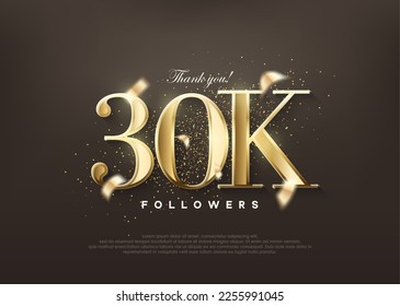 Luxury gold thank you 30K followers. greetings and celebrations.