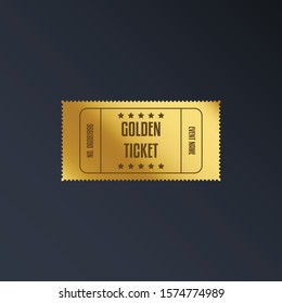 Luxury Gold Ticket And Coupon Template Vintage Vector Isolated.