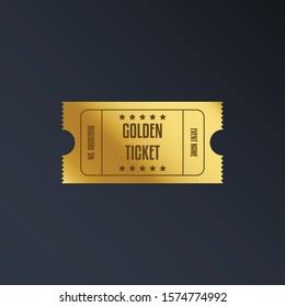 Luxury Gold Ticket And Coupon Template Vintage Vector Isolated.