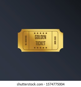 Luxury Gold Ticket And Coupon Template Vintage Vector Isolated.