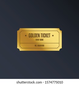 Luxury Gold Ticket And Coupon Template Vintage Vector Isolated.