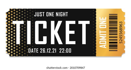 Luxury gold ticket and coupon template vector isolated.
