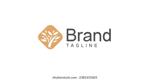Luxury Gold Tree Logo Design Vector Template for Brand Business Company