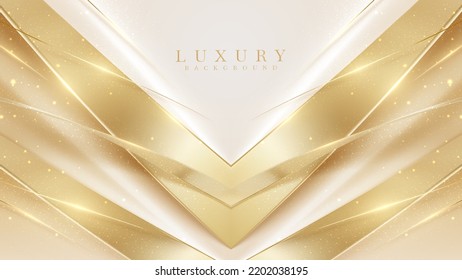 Luxury Gold Triangle Background With Sparkling Light Elements With Bokeh Decorations.