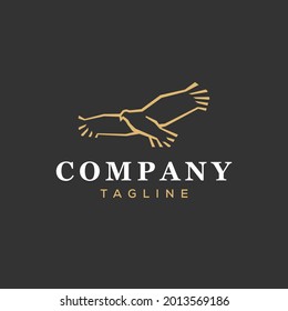Luxury gold unique eagle logo design template vector illustration