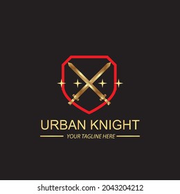 luxury gold Urban Knight logo template vector eps 10