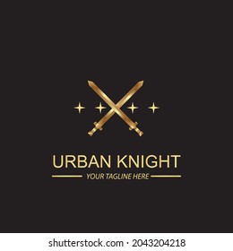 luxury gold Urban Knight logo template vector eps 10