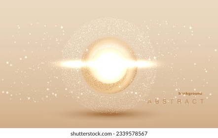 Luxury gold vector background with geometric round dots shapes. Solar concept. Sun effect design. 