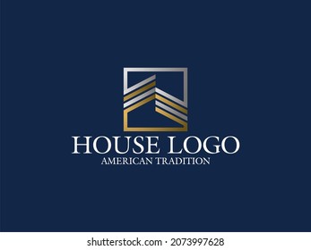 logotipo de la casa portadora de oro de lujo