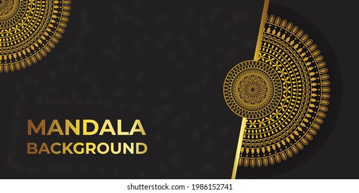 Luxury Gold Vector Mandala Background Design. Ethnic mandala. Tribal hand drawn line geometric pattern.