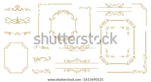 Luxury Gold vintage invitation vector set.\
Ornamental curls, dividers, Border design  and golden components\
design  for wedding invite, menus, certificates, boutiques, spa and\
logo design.
