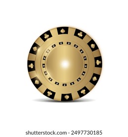 Luxury Gold Vip Casino Gamble Poker Chips element isolated on transparent background. Golden and black chip isolated 3d vector illustration