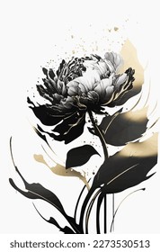 Luxury gold wallpaper. Black and white and white golden flower.  wall art design shiny golden light texture. Modern art mural wallpaper. For design textiles. Vector illustration.
