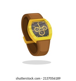 luxury gold watch. accesories for gift or collection symbol cartoon illustration vector