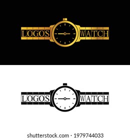 Luxury Gold Watches Watch Logo Design Template. Suitable for watch brands or jewelry watch shops.