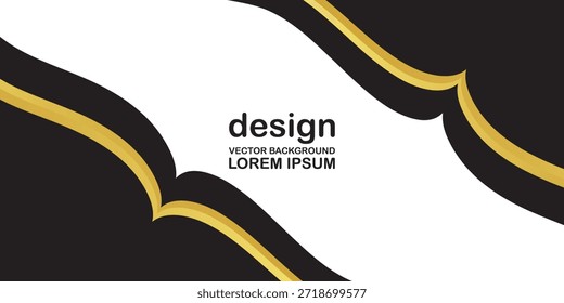 Luxury Gold Wave Border on Black Background with White Copy Space. Futuristic Technology Concept