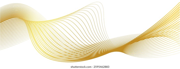 luxury gold wavy line pattern (guilloche curves), elegant lines golden wave curve, gold wave line corner shape for element, stripes ribbon golden graphic, striped gold