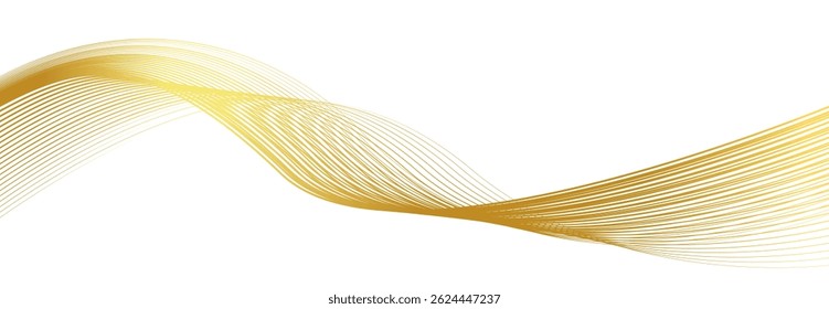 luxus gold welliges Linienmuster, guillochierte Kurven, elegante Linien goldene Wellenlinie, goldene Wellenlinie Eckform für Element, Streifen Band goldene Grafik, gestreiftes Gold