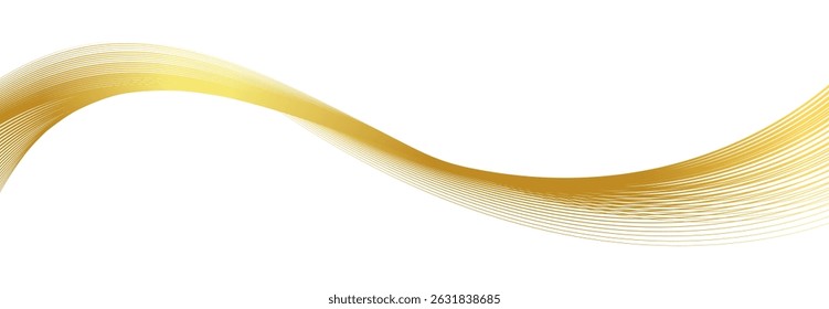 luxury gold wavy line pattern, guilloche curves, elegant lines golden wave curve, gold wave line corner shape for element, stripes ribbon golden graphic, striped gold