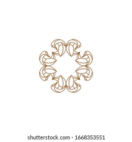 Luxury gold and white logo design template vector illustration for Restaurant, Royalty, Boutique, Cafe, Hotel, Heraldic, Jewelry and Fashion. Ornament shapes for logotype or badge design