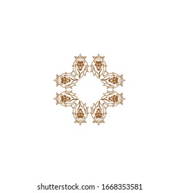 Luxury gold and white logo design template vector illustration for Restaurant, Royalty, Boutique, Cafe, Hotel, Heraldic, Jewelry and Fashion. Ornament shapes for logotype or badge design