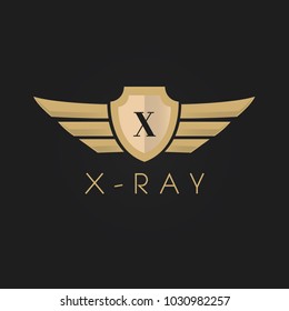 Luxury Gold Wing Initial Logo Letter X Shield Icon