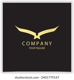 Luxury gold Wingspan Bird, Dove Pigeon Eagle Falcon Osprey Hawk Phoenix Wings Initial Letter V for Victory Gold Luxury Premium Brand Logo Design