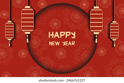 Luxury golden 2025 banner design with Floral pattern and Typography text. Happy New Year horizontal banner in traditional Chinese festive color. Vector for web postcard, card, poster cover print