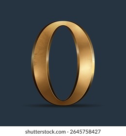 Luxury golden 3D figure on dark blue. Elegant ranking element or decorative font design.  Premium 3D metallic numeral for birthday, competition result, calendars, postcards or any advertising