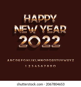 Luxury Golden 3D Font  Letters and Numbers, Happy New Year 2022