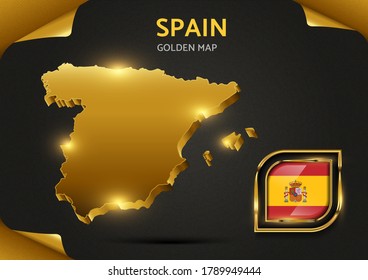 Luxury Golden 3d Map España Vector gráfico EPS 10