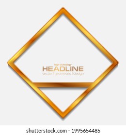 Logotipo de forma geométrica abstracta de lujo dorado. Fondo vectorial de tecnología