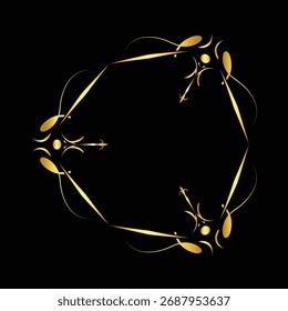  Luxury Golden Abstract Vector Frame Set. Elegant Ornate Calligraphic Borders.