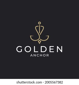 luxury golden anchor logo design template