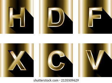 luxury golden aphabet letters set collection illustration in vector format
