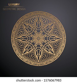 Luxury golden arabesque frame vector. Islamic paisley royal pattern template. Indian design for Christmas invite card, beauty spa salon flyer, wedding