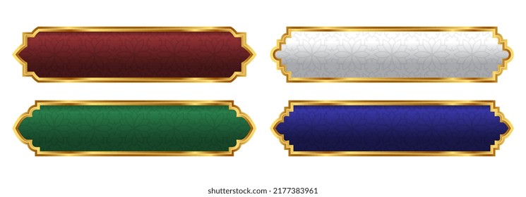 luxury golden arabic islamic text box title frame border set with ornamental illustration