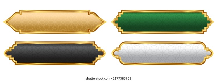 luxury golden arabic islamic text box title frame border set with ornamental illustration