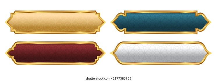 luxury golden arabic islamic text box title frame border set with ornamental illustration - Shutterstock ID 2177383965
