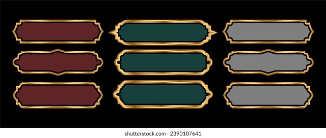 luxury golden arabic islamic text box title frame border set with ornamental illustration