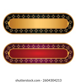 Luxury golden arabic islamic text box title frame border set with ornamental illustration	