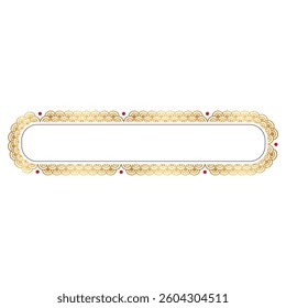 Luxury golden arabic islamic text box title frame border set with ornamental illustration	
