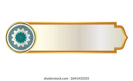 luxury golden arabic islamic text box title frame border set with ornamental illustration