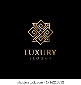 luxury golden art deco classic linear monochrome minimal hipster geometric Ornament vintage vector monogram, frame, border, label, logo, badge, crest for club, bar, cafe, restaurant, hotel, boutique