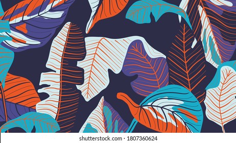 Luxury golden art deco wallpaper. Nature background vector. Floral pattern with golden split-leaf Philodendron plant with monstera plant line art on dark color background. Vector illustration.