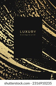 Luxury golden background. Gold soap grunge stains. Sponge spots. Foam water. Shiny paint brush strokes. Glittering liquid on glass. Foam textures. Frame template