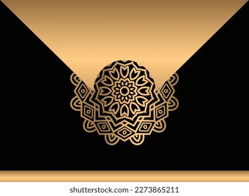 Luxury golden background with mandala ornament. Vector illustration.