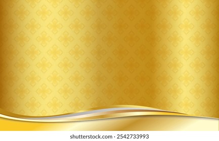 Luxury golden background with Thai pattern with luxury gold border frame. design for backdrop Message or product or social media